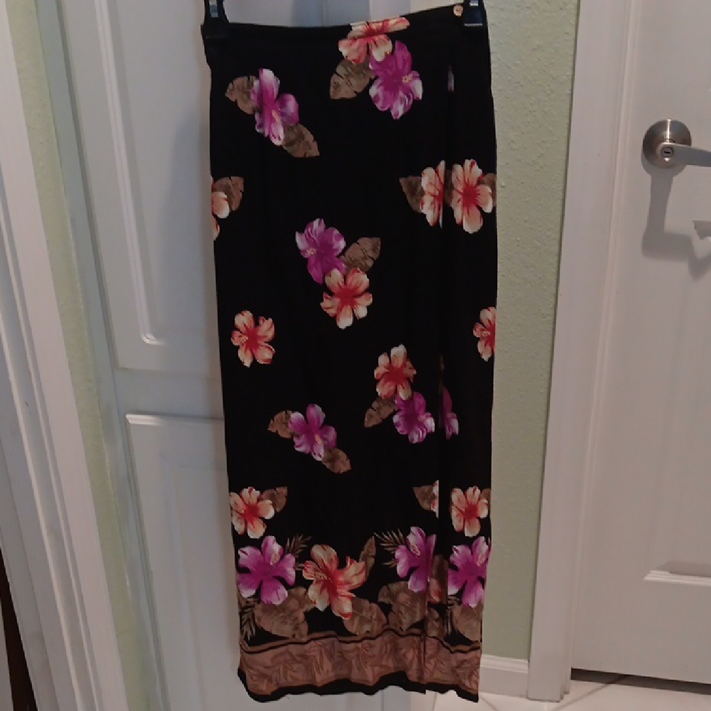 Floral Black Maxi Skirt